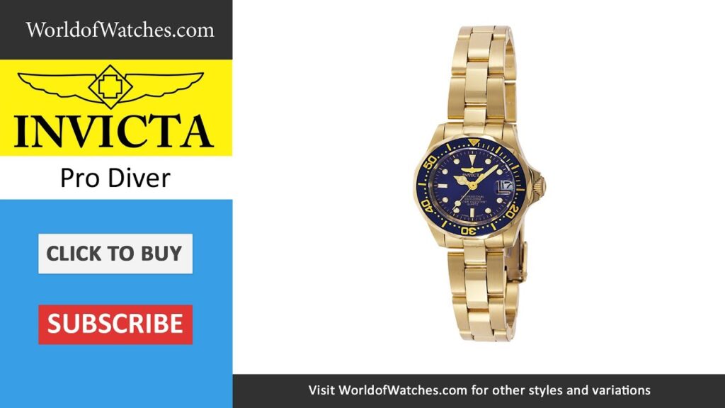 Invicta Womens Pro Diver Blue Dial 18k Yellow Gold Plated 8944
