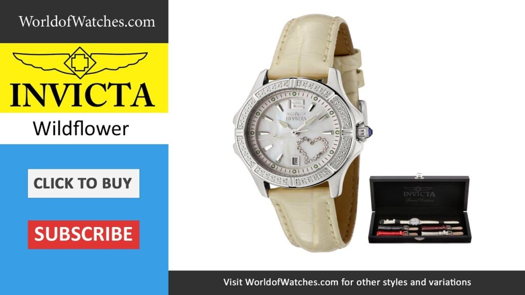 INVICTA Womens Wildflower White Crystal Shiny Beige Leather 0688