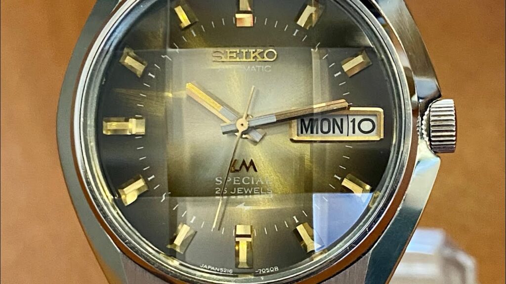 Vintage Serviced August 1974 Seiko 5216-7050 LM Lord Matic Special w/ Modded Crystal  Sharp Case!